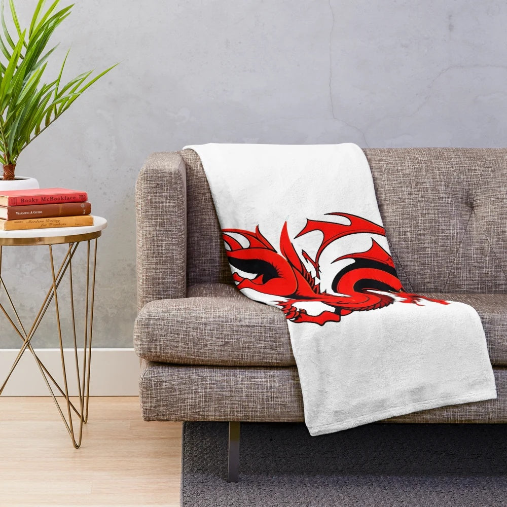 Cozy plush blanket with anime-style illustration of a legendary dragon