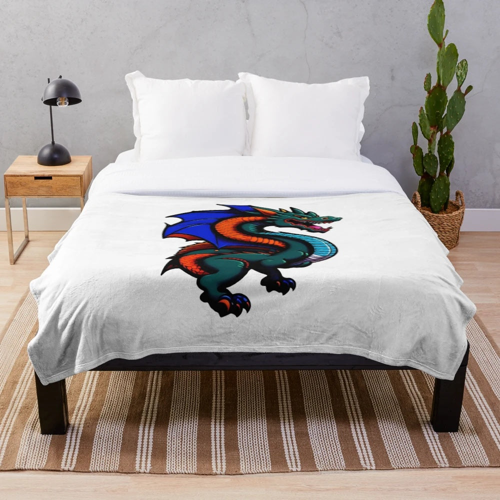 Plush blanket featuring a cool anime-style illustration of a legendary dragon