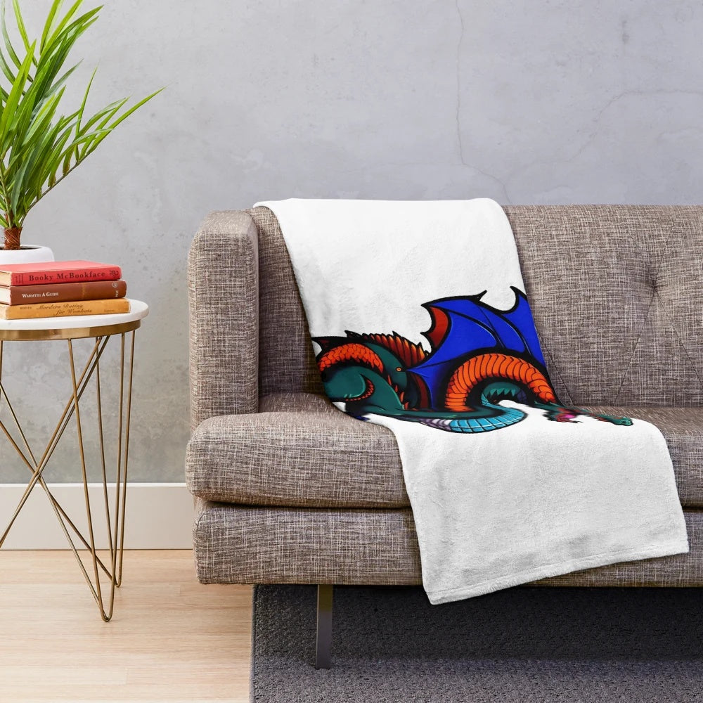 Plush blanket featuring a cool anime-style illustration of a legendary dragon