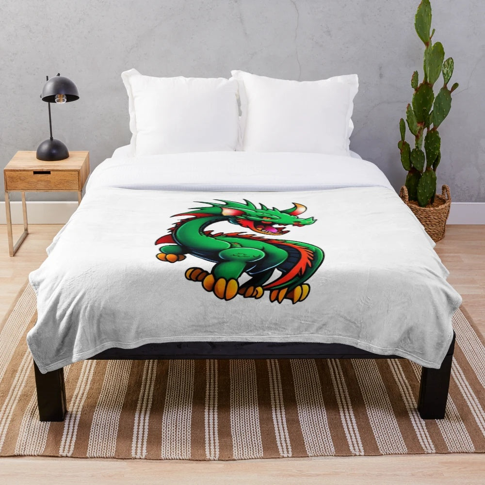 Plush blanket featuring a cool anime-style illustration of a legendary dragon