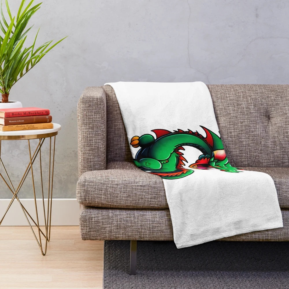 Plush blanket featuring a cool anime-style illustration of a legendary dragon