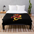 Mythical dragon illustration in anime style on a cozy plush blanket