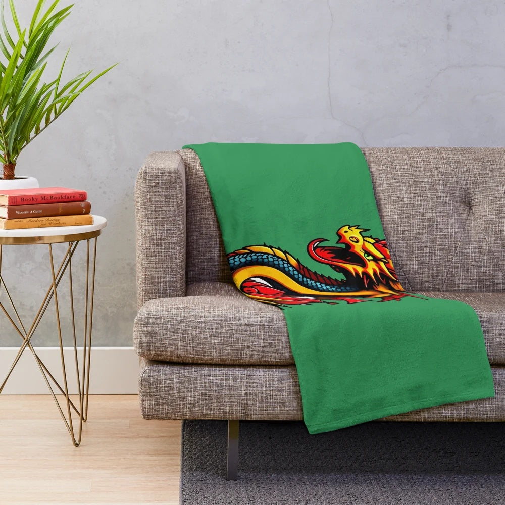 Anime-inspired dragon plush blanket with legendary animal illustration