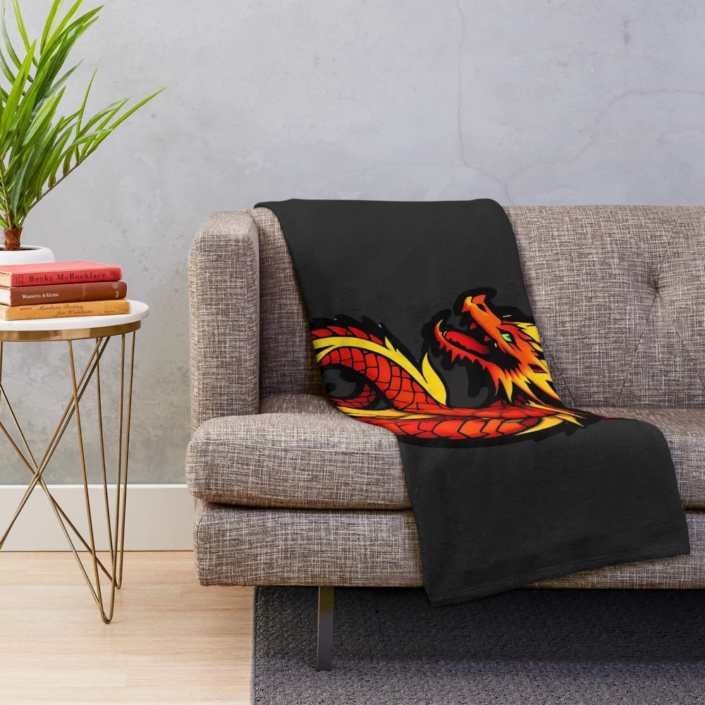 Anime-inspired dragon illustration printed on a soft, cozy plush blanket