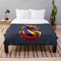 Plush blanket with a detailed dragon illustration in an anime/manga style