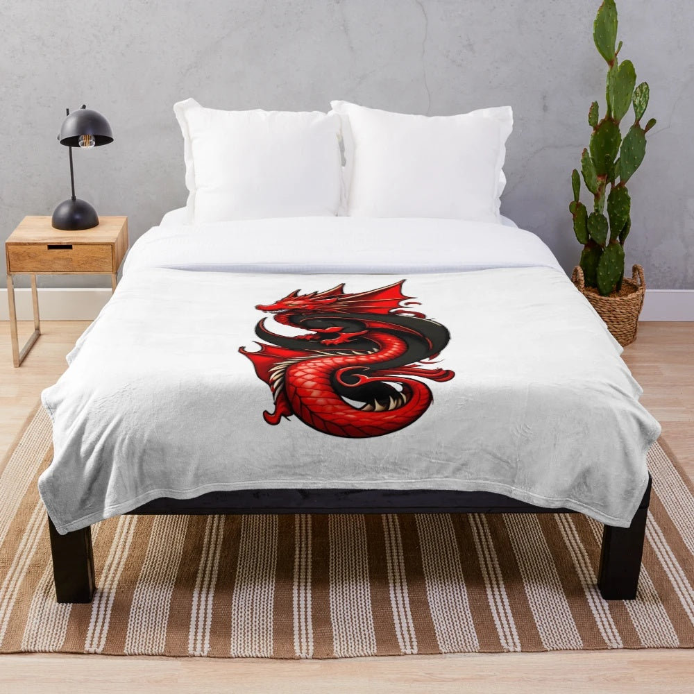Legendary Dragon Art Anime Style Plush Blanket