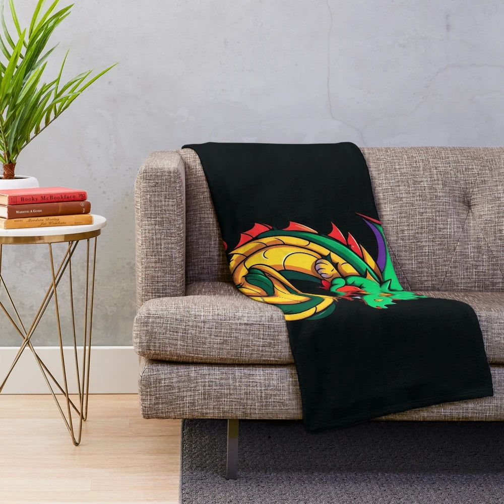 Plush blanket featuring a cool anime-style illustration of legendary dragons