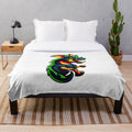 Cozy plush blanket with dragon illustration in anime manga style