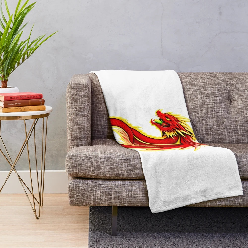 Cozy plush blanket featuring an anime-style illustration of a legendary dragon
