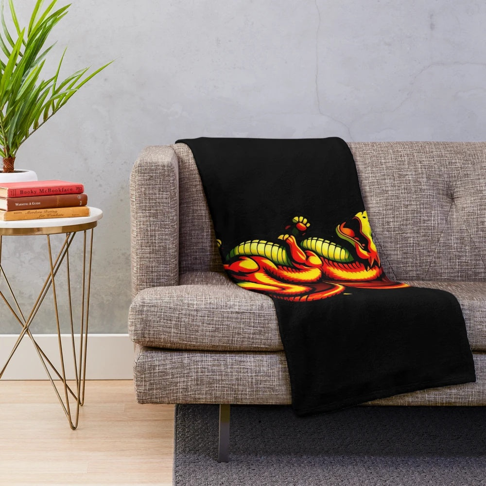 Dragon-themed plush blanket with anime-inspired illustration of legendary animals