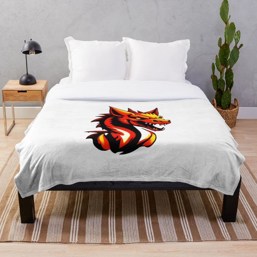 Anime-inspired dragon plush blanket with a cool, legendary fantasy creature illustration