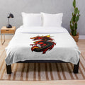 Illustration of a legendary dragon in an anime-inspired style on a plush blanket