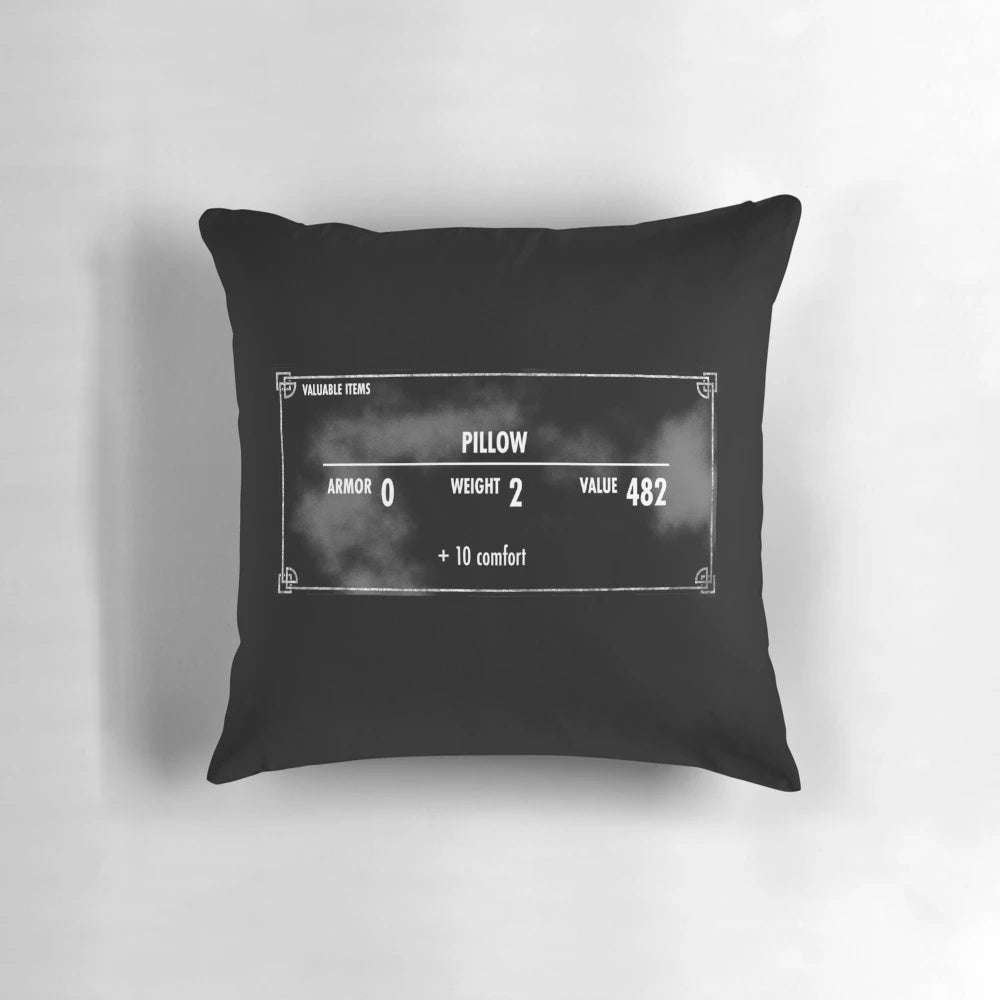 Pillow featuring legendary items of the Dragonborn from the Skyrim video game