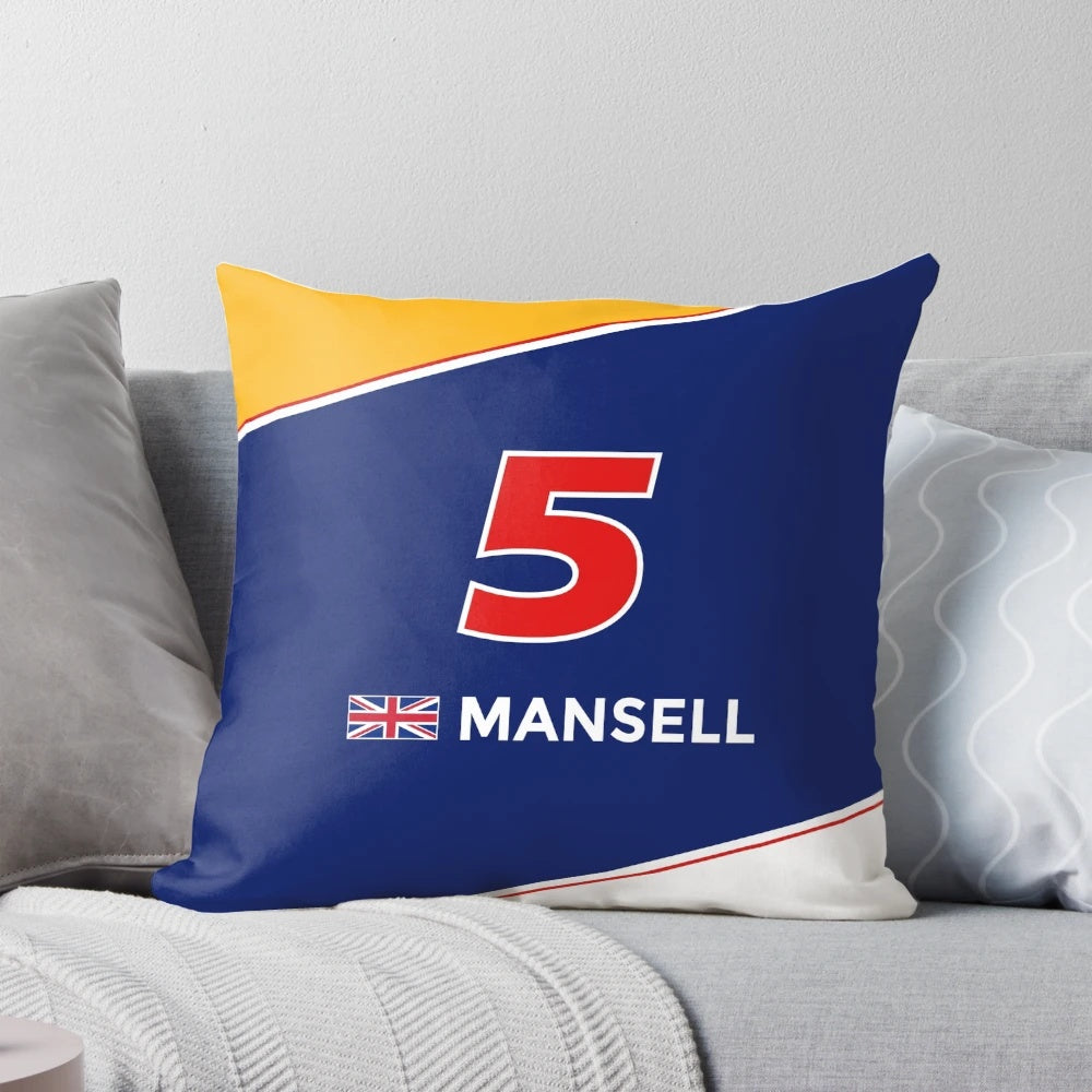 Soft and comfortable pillow featuring the legendary Formula 1 driver Nigel Mansell