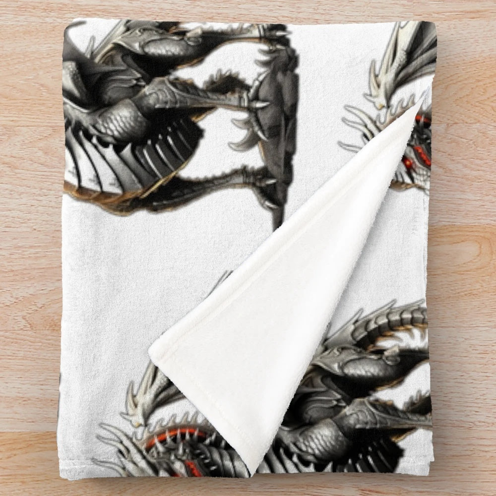 Enchanted knight and dragon fantasy plush blanket