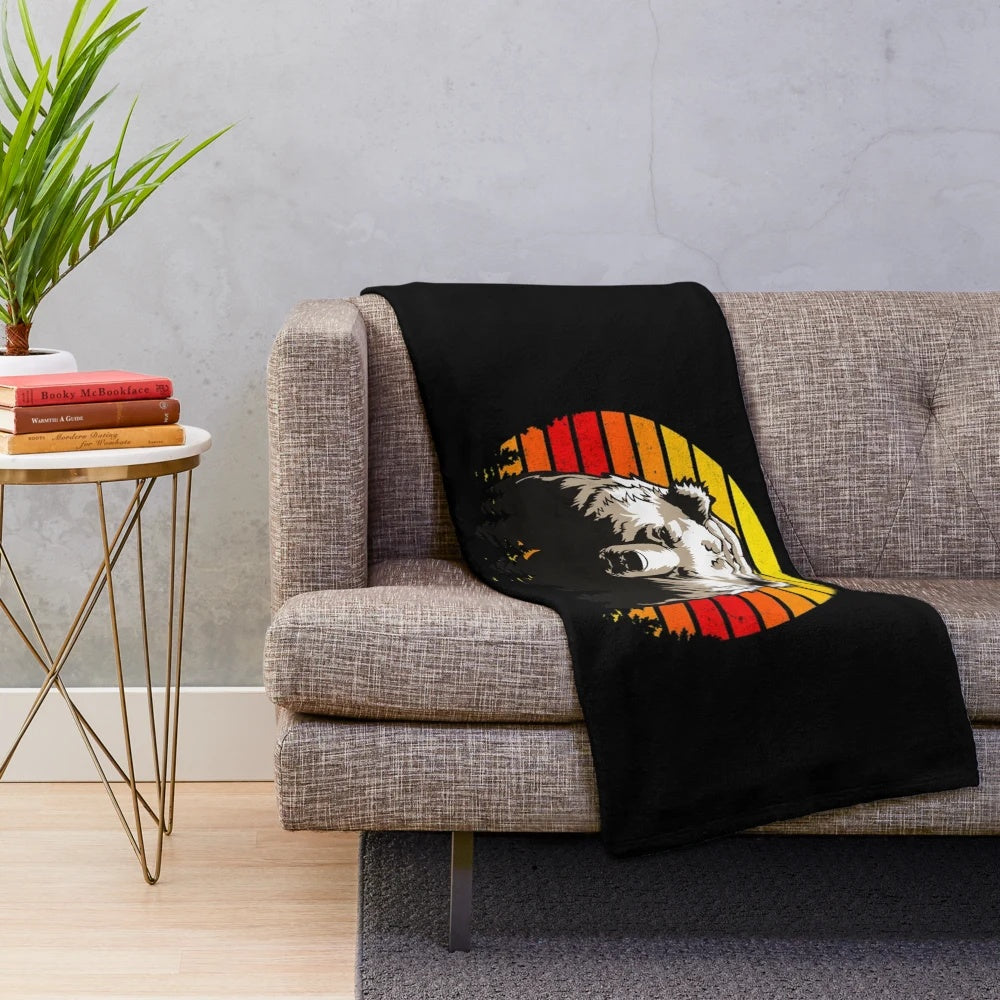 Legendary Grizzly Bear Plush Blanket with Vintage Inspired Design