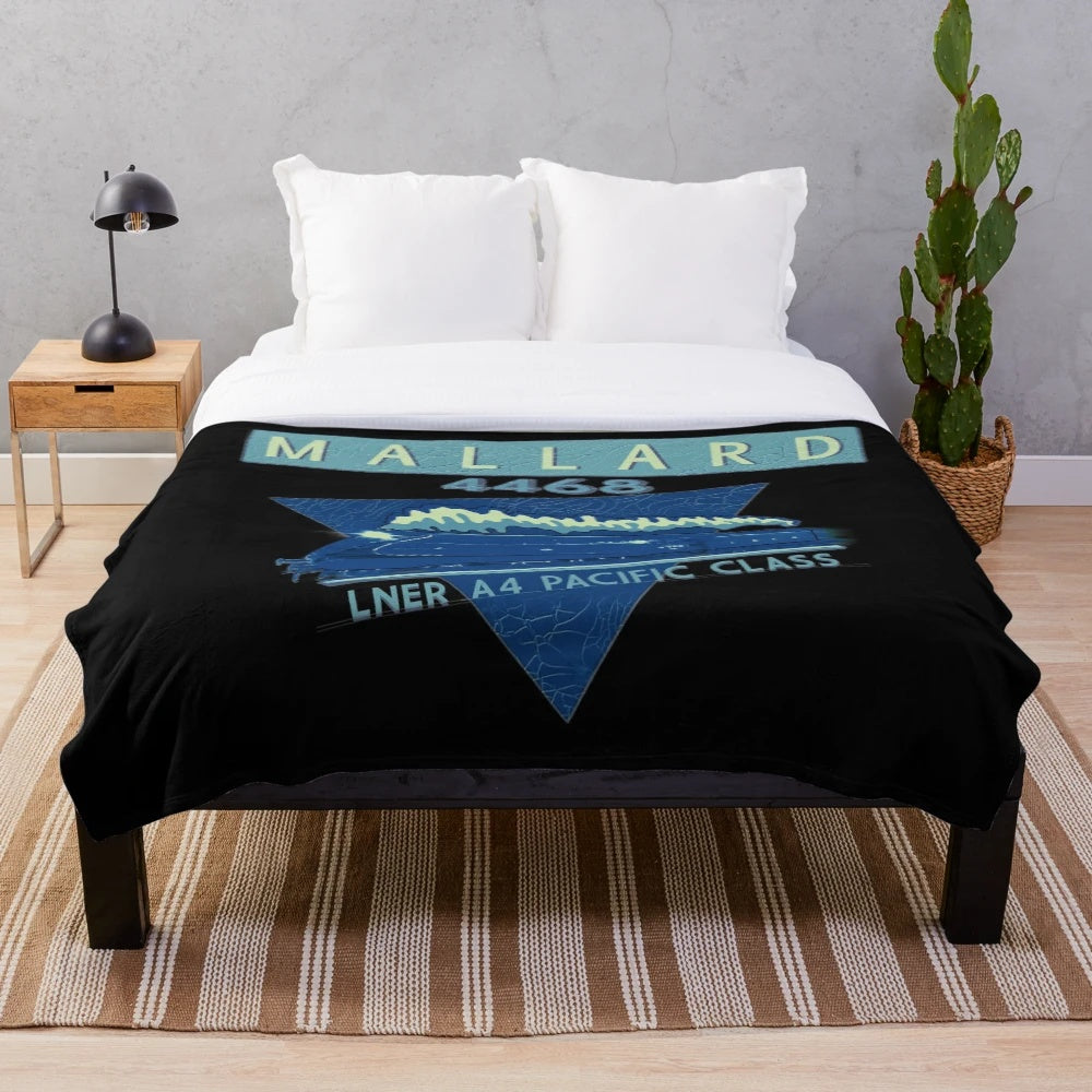 Mallard Pacific Class Steam Locomotive Engine Plush Blanket