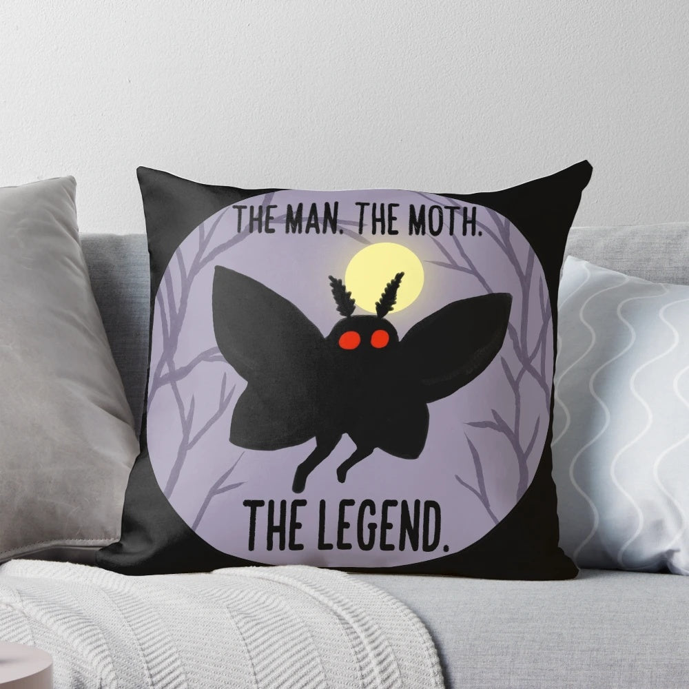 Throw pillow featuring a mysterious and iconic cryptid figure, the Mothman