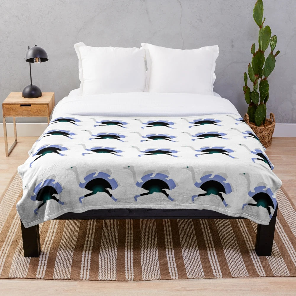 Ostrich plush blanket with abstract and colorful design