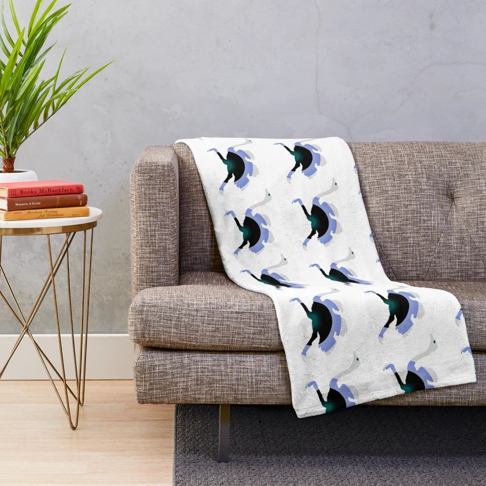 Ostrich plush blanket with abstract and colorful design