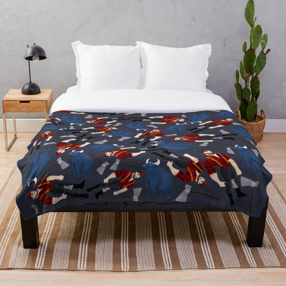 Plush blanket featuring the legendary lumberjack Paul Bunyan