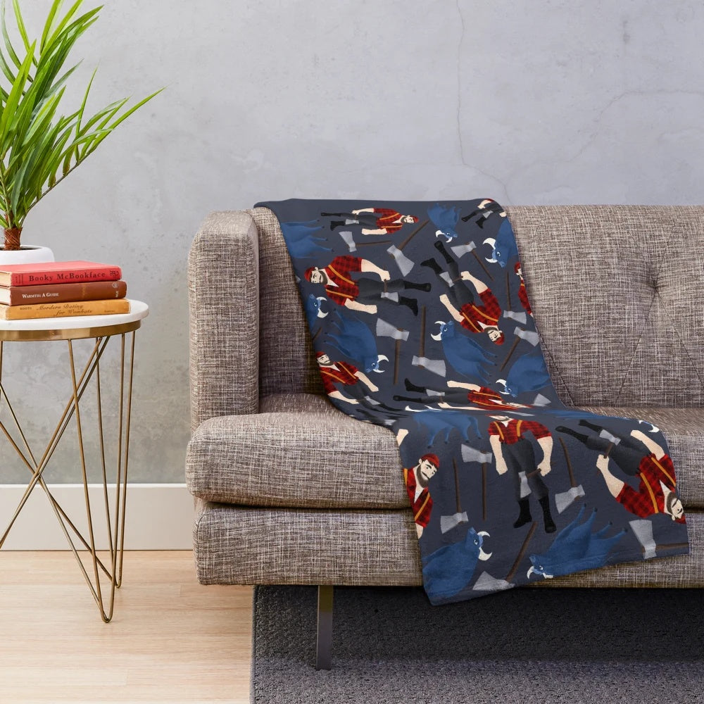 Plush blanket featuring the legendary lumberjack Paul Bunyan