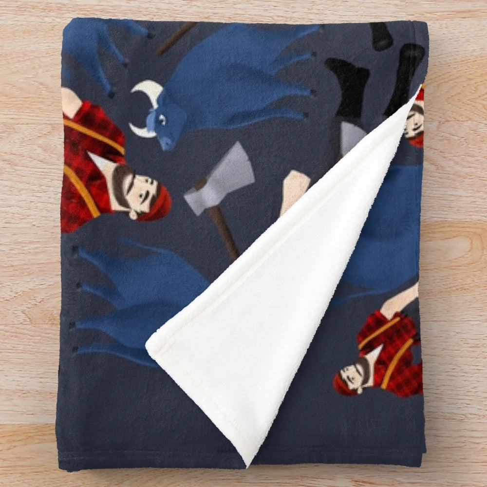 Plush blanket featuring the legendary lumberjack Paul Bunyan