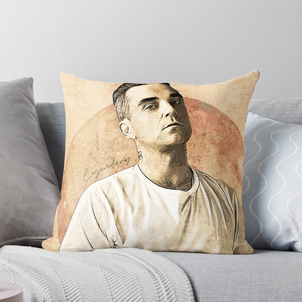 Legendary Robbie Williams Pillow featuring iconic pop music artwork