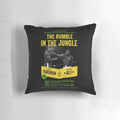 Vintage-inspired pillow featuring Muhammad Ali and George Foreman's iconic "Rumble in the Jungle" heavyweight boxing match