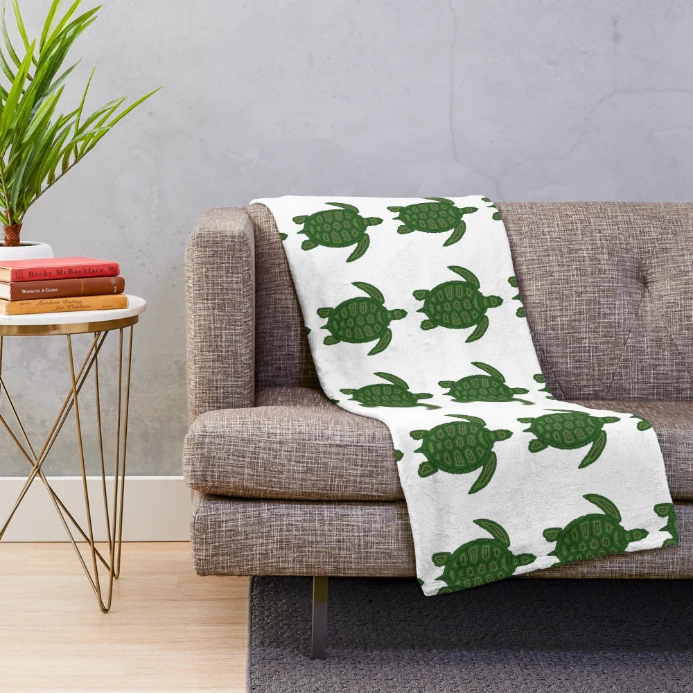 Colorful abstract plush blanket featuring a legendary sea turtle design