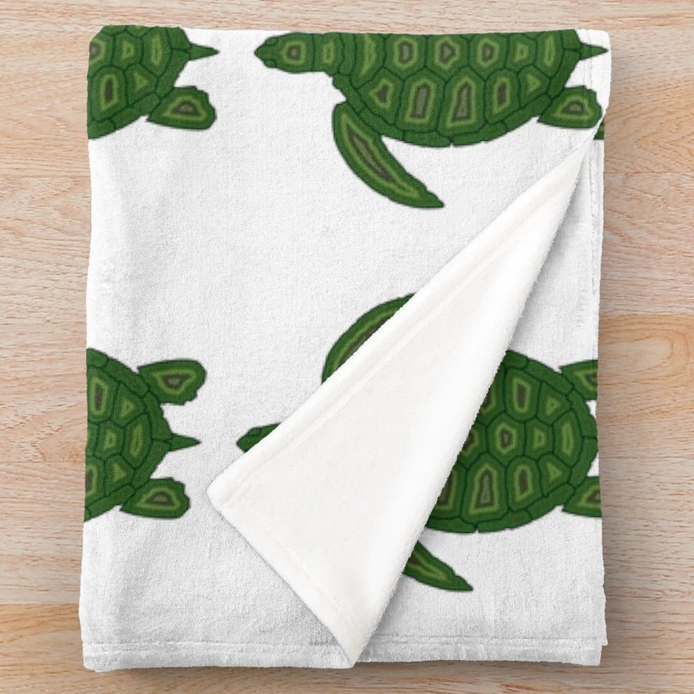 Colorful abstract plush blanket featuring a legendary sea turtle design
