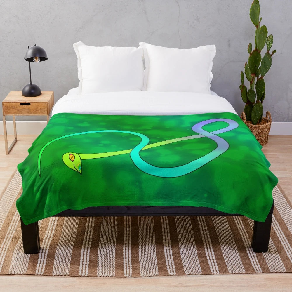 Soft and cozy plush blanket featuring a legendary fantasy serpent design, perfect for spring