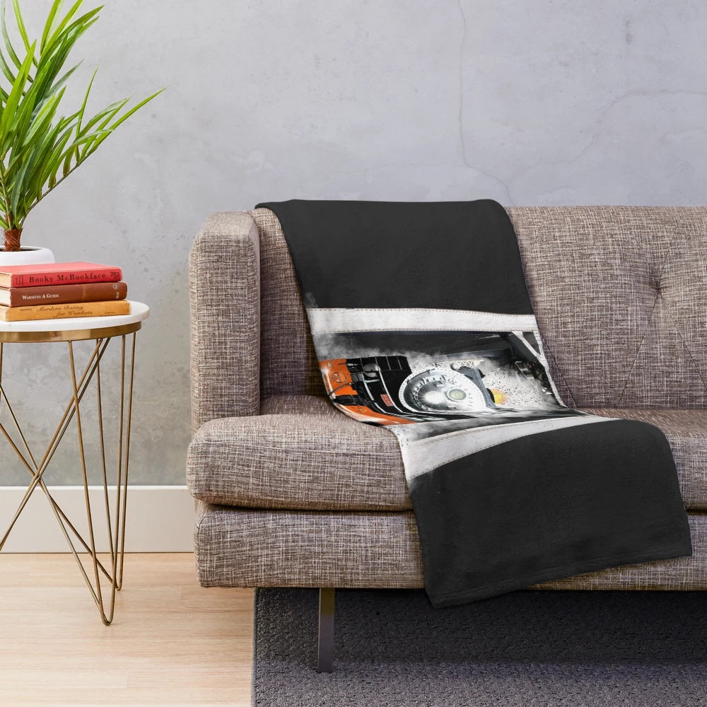 Detailed plush blanket featuring the iconic Southern Pacific 4449 Daylight steam locomotive