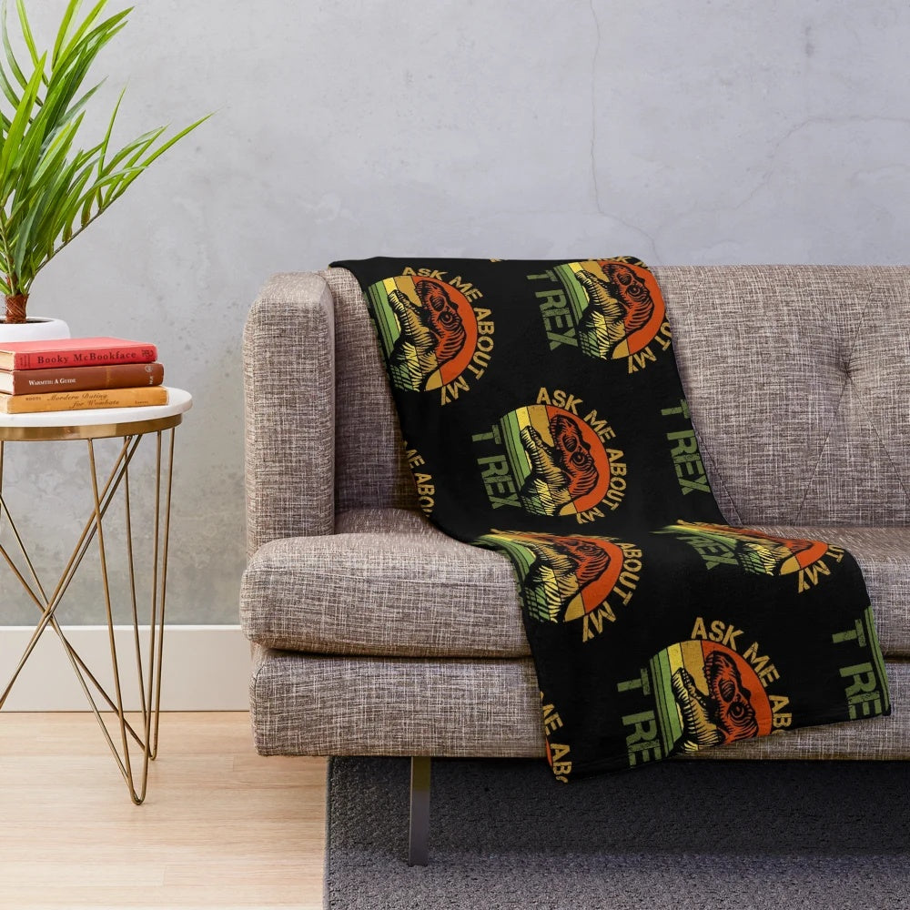 Plush blanket featuring a legendary T-Rex design for dinosaur enthusiasts