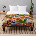Lego-inspired plush blanket depicting the message "Build a Better World