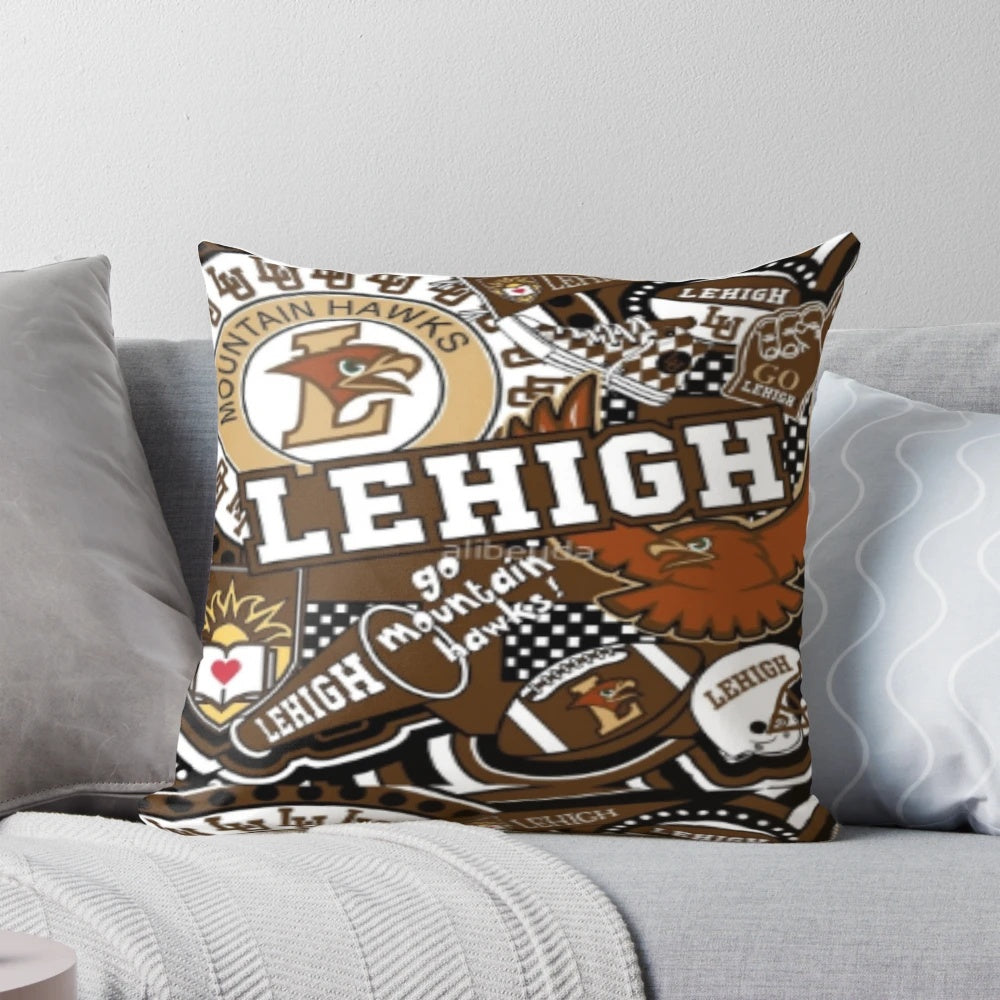 Lehigh University inspired collage pattern pillow