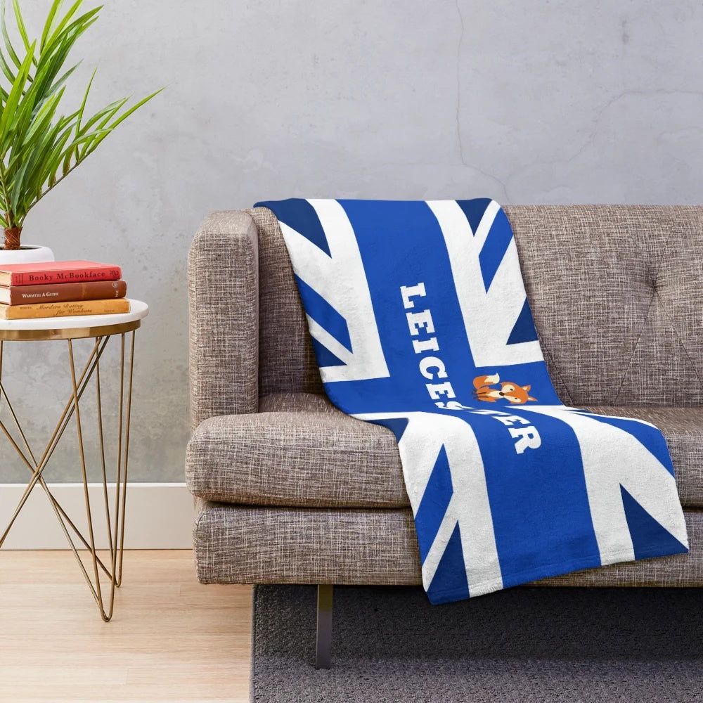 Leicester-inspired Union Jack design on a soft, plush blanket