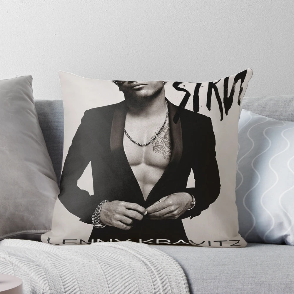 Lenny Kravitz Strut Inspired Pillow - Commemorating the Legendary Musician's Album Covers and Tour Performances