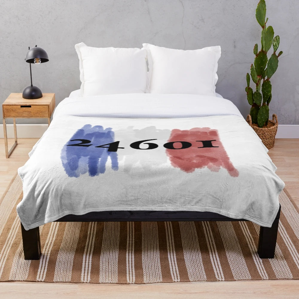 Les Misérables Inspired Plush Blanket with 24601 Design