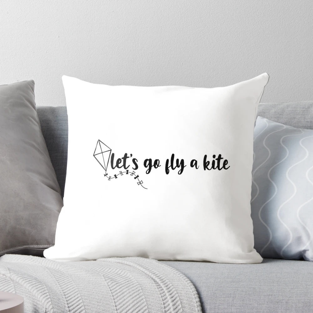 Let's Go Fly a Kite Pillow featuring iconic characters and scenes from the classic films 'Mary Poppins' and 'Saving Mr. Banks
