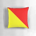 Decorative throw pillow featuring the international maritime signal flag for the letter O