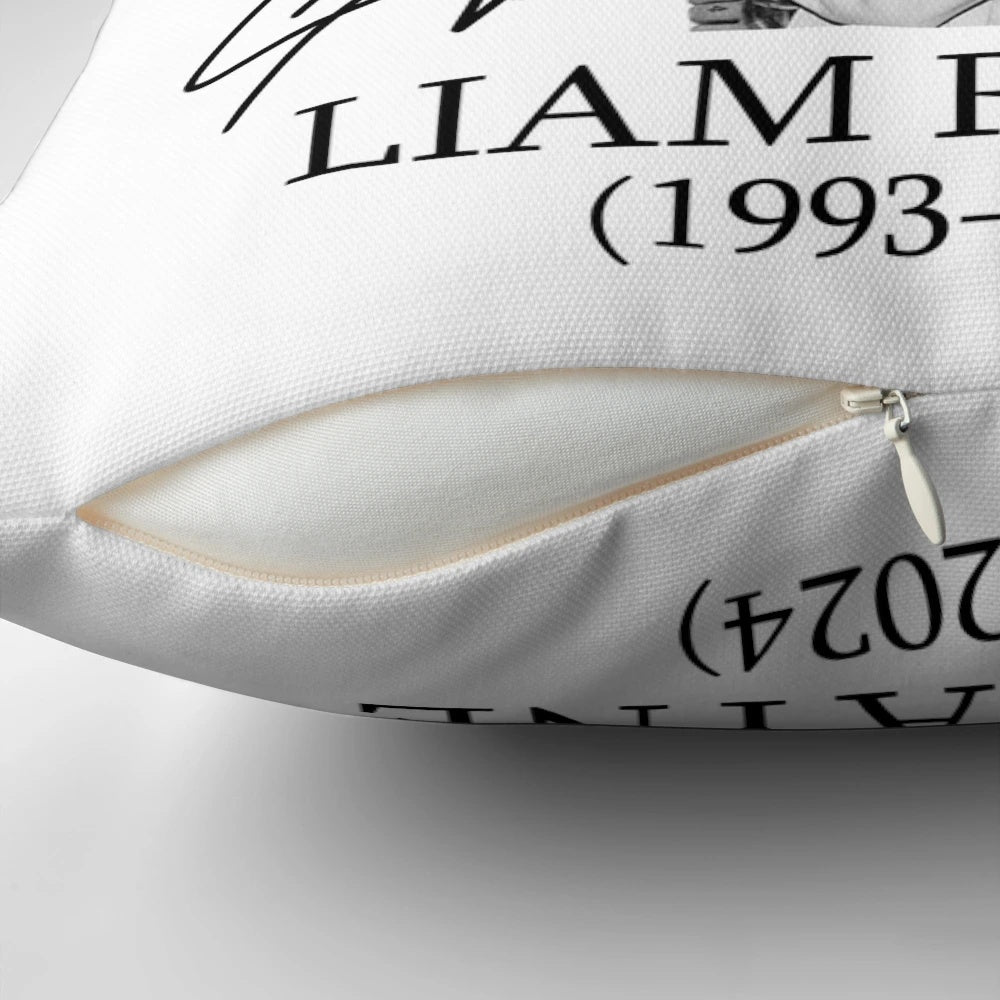 Liam Payne tribute pillow with signature and "Thank You" message