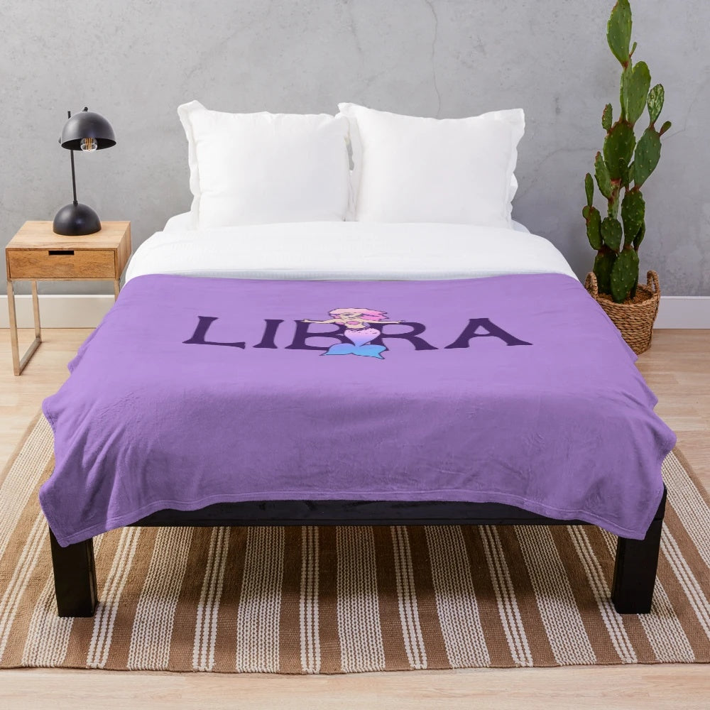 Libra mermaid plush blanket in pink color