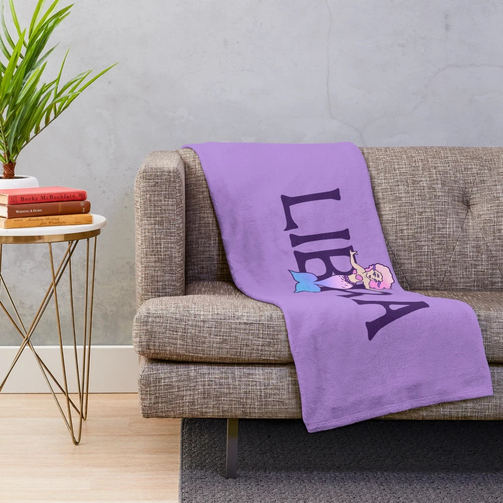 Libra mermaid plush blanket in pink color