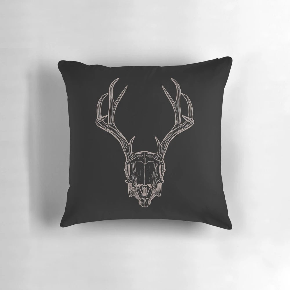 Realistic deer skull decorative throw pillow for cozy nature-inspired home accents
