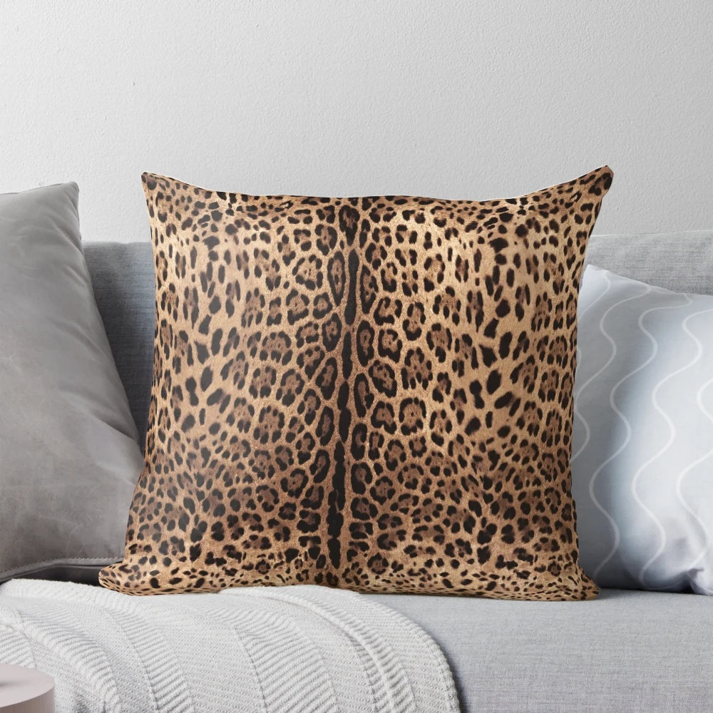 Luxurious leopard print pillow with realistic pattern for a wild, nature-inspired look