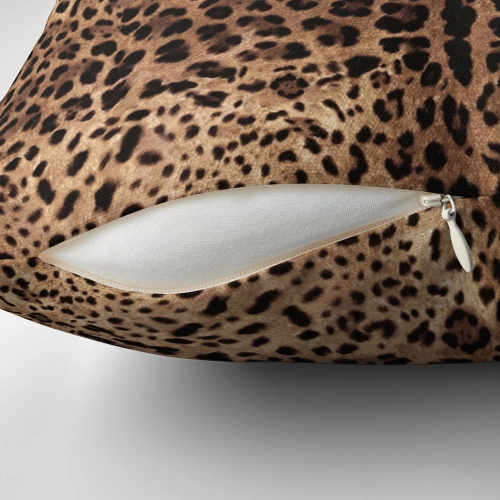 Luxurious leopard print pillow with realistic pattern for a wild, nature-inspired look