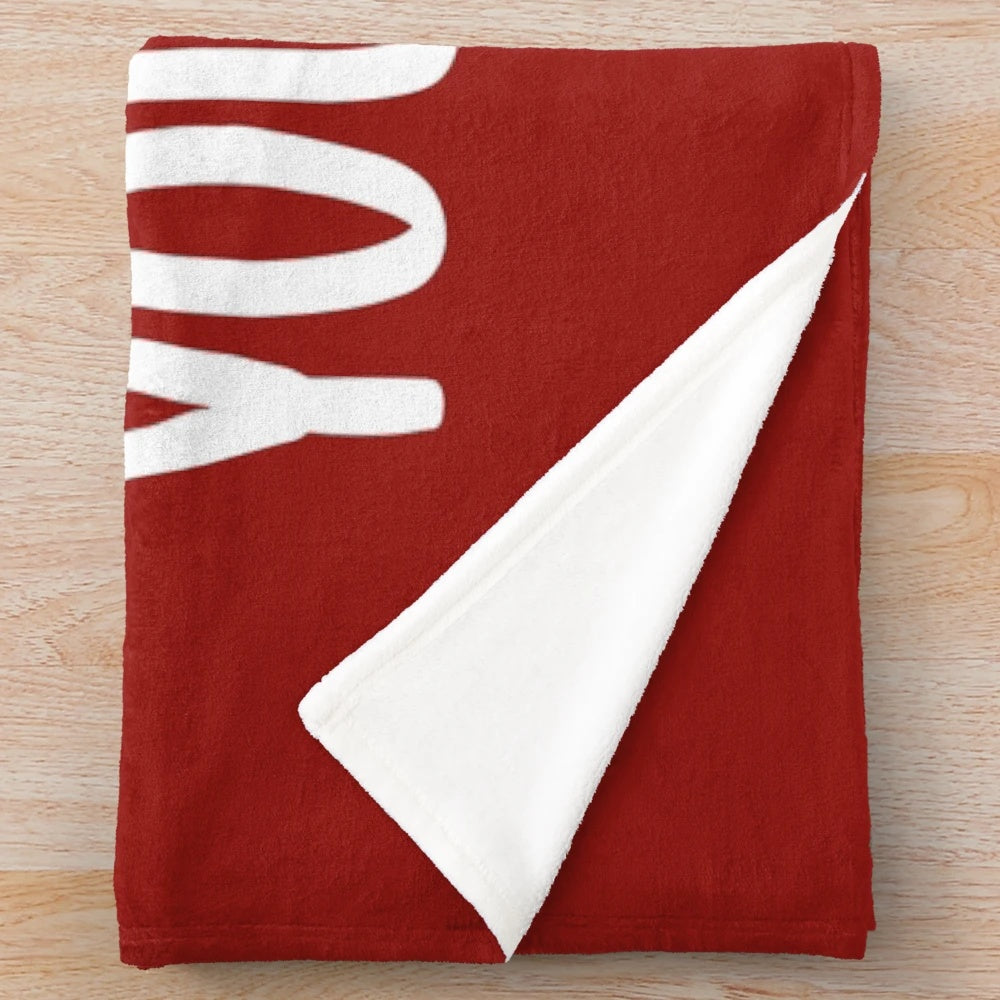 Lil Nas X-inspired plush blanket with dark red background