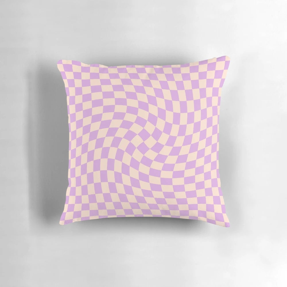Lilac twist checkerboard pattern decorative throw pillow