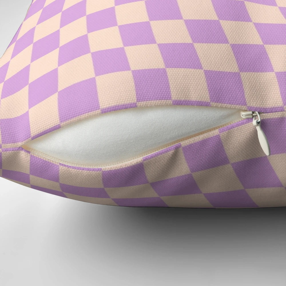 Lilac twist checkerboard pattern decorative throw pillow